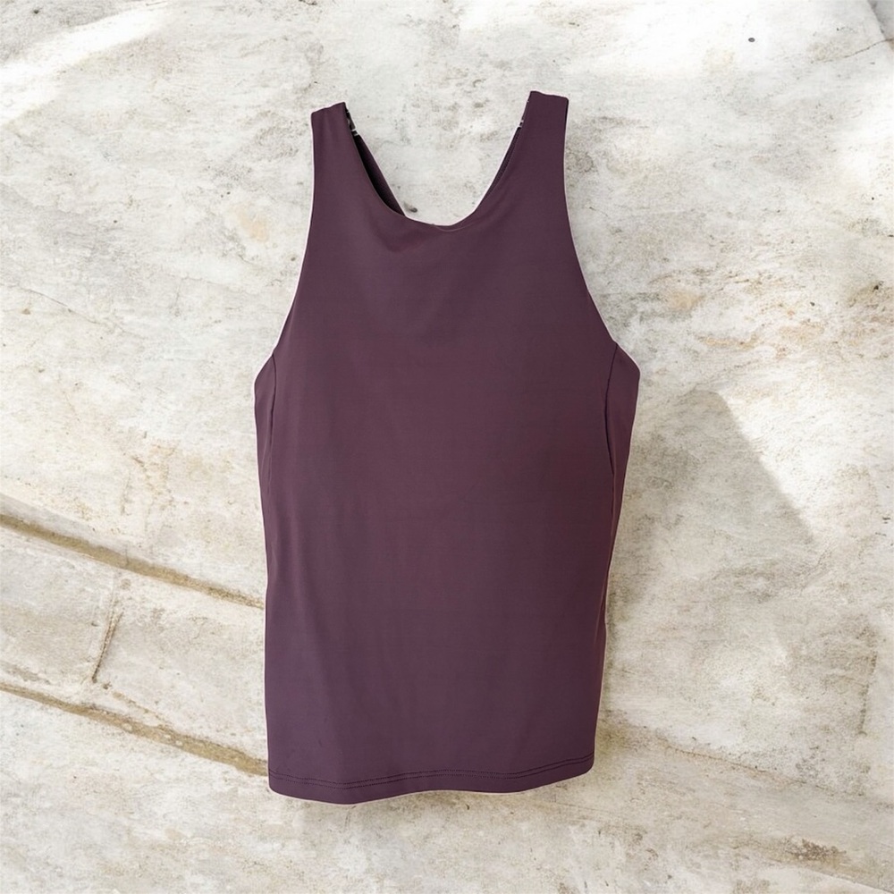 Athleta Conscious Crop Top Size A-C Racerback with Built in Bra Mauve EUC